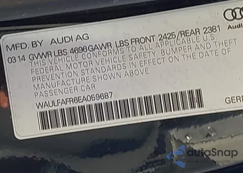 2014 Audi A5 2.0T Premium from USA, damaged, VIN WAULFAFR6EA059687